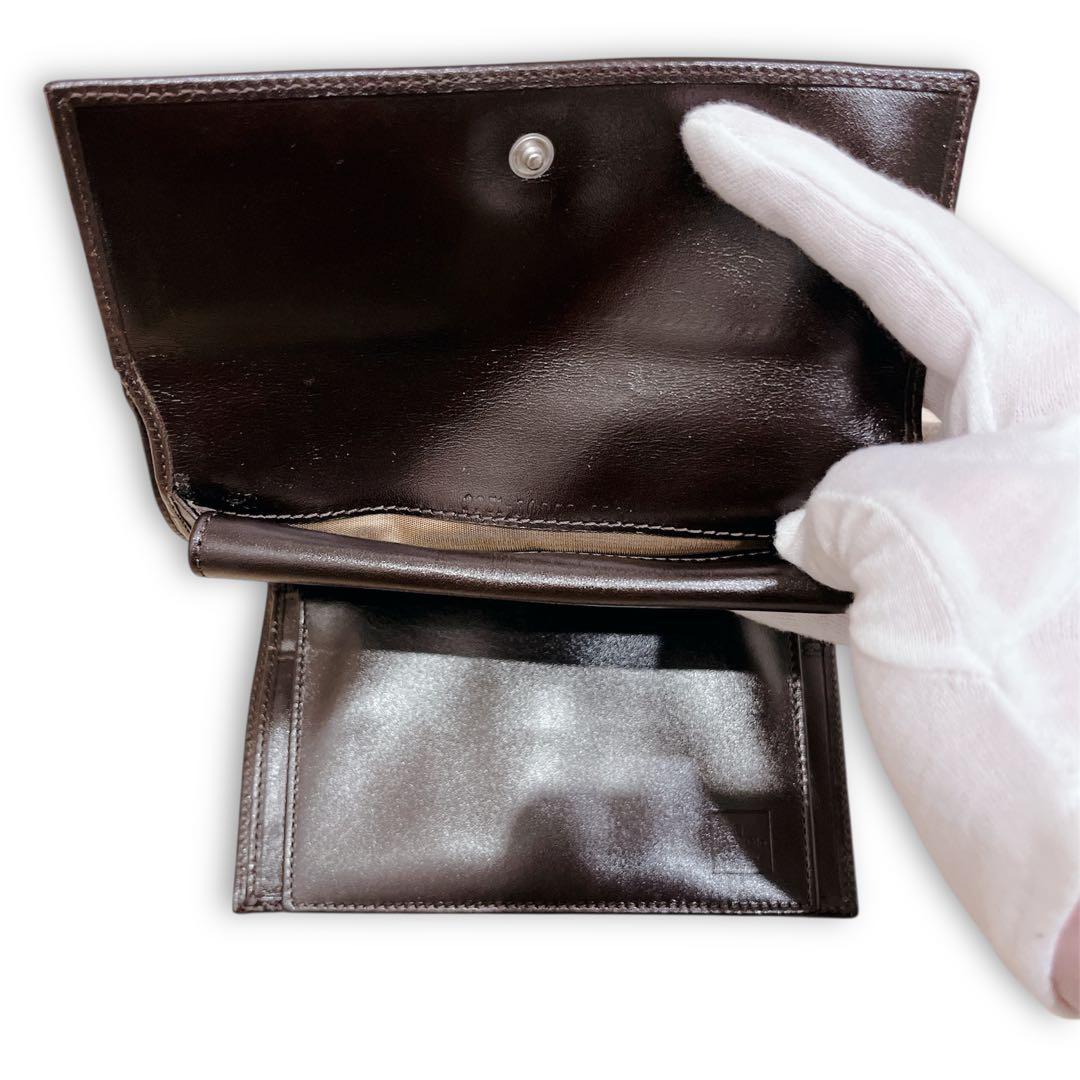 【美品】 FENDI 三つ折財布 ズッカ キャンバス レザー ブラウン