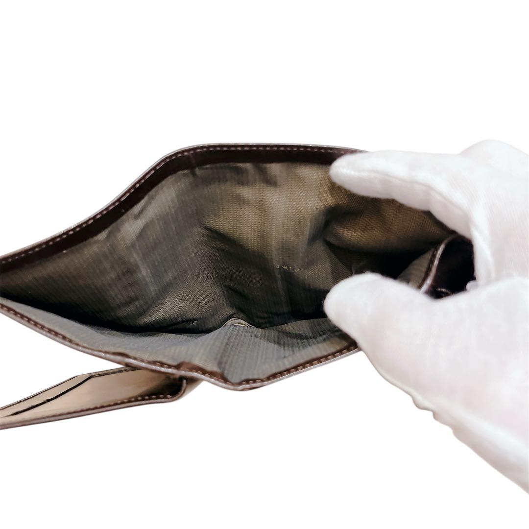 【美品】 FENDI 三つ折財布 ズッカ キャンバス レザー ブラウン