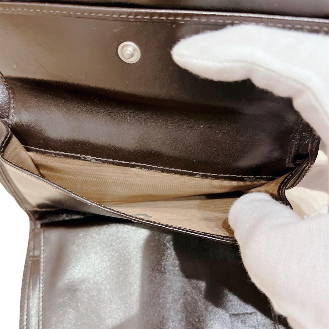 【美品】 FENDI 三つ折財布 ズッカ キャンバス レザー ブラウン