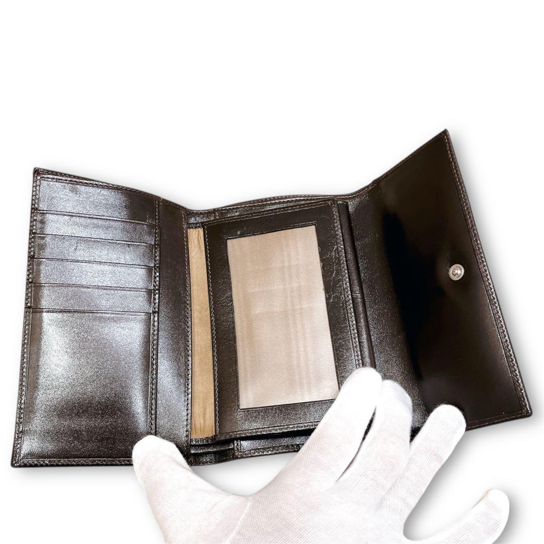 【美品】 FENDI 三つ折財布 ズッカ キャンバス レザー ブラウン