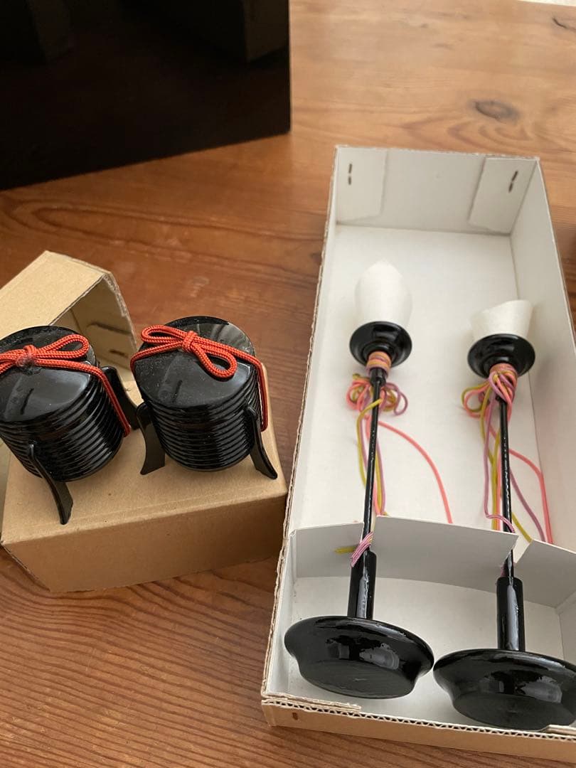 江戸木目込　柿沼東光作　立ち雛　黒塗り屏風付き