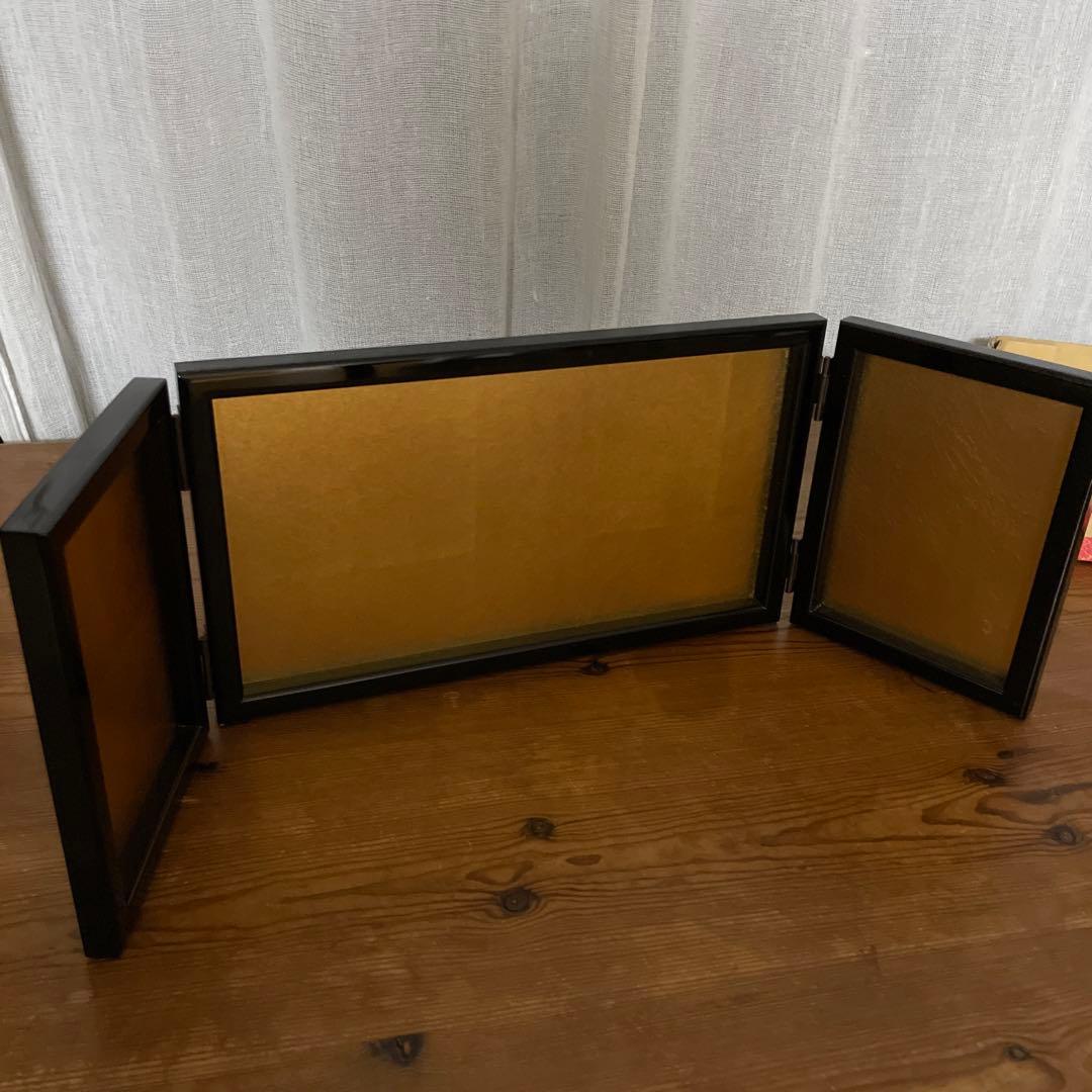 江戸木目込　柿沼東光作　立ち雛　黒塗り屏風付き