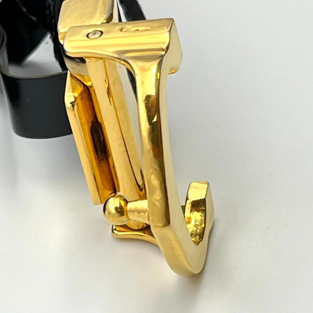 カルティエ ベルト マストライン ブラック ロゴ金具 ゴールド メンズ レザー