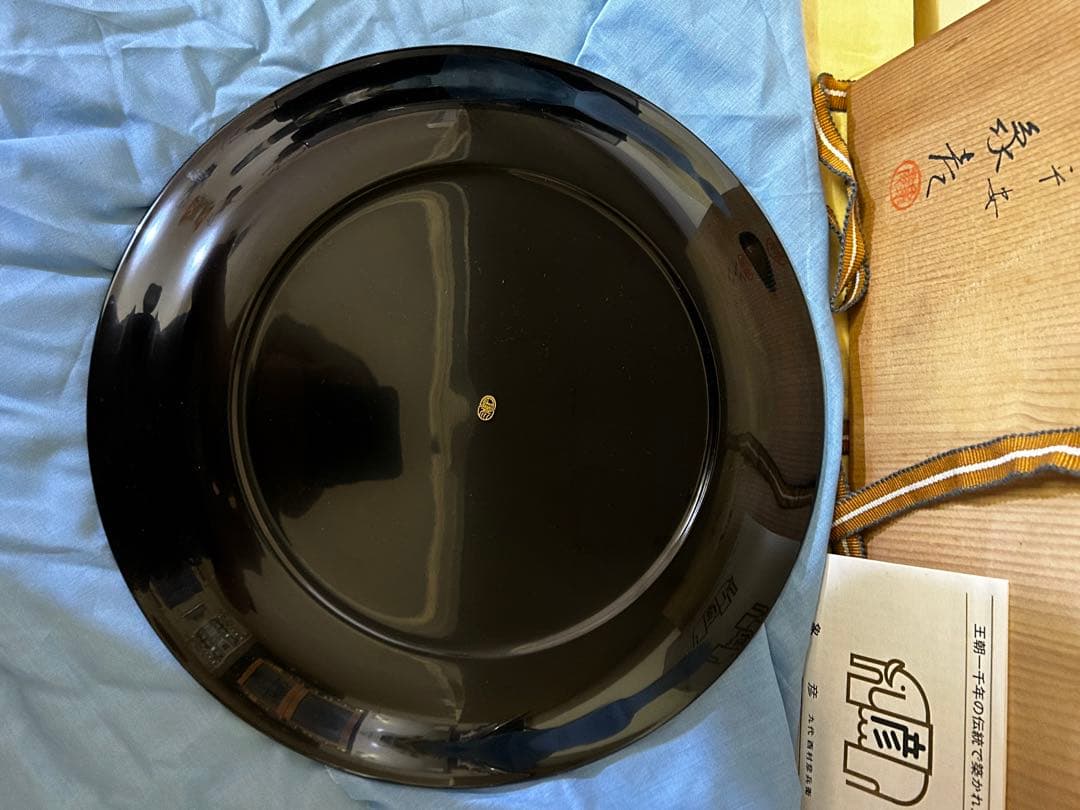 京都　平安 象彦 金箔飾り皿 「おしどり」