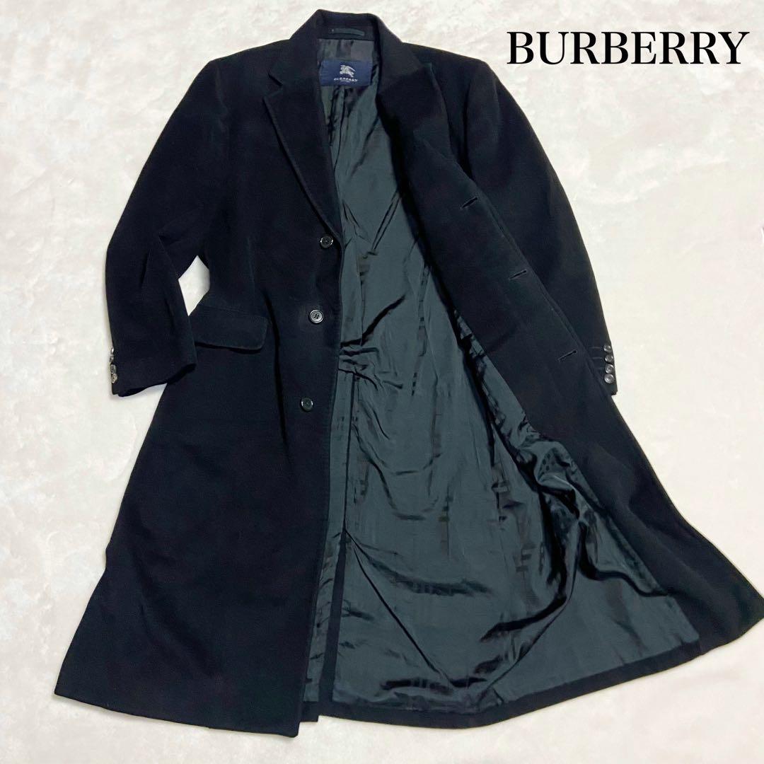 バーバリーロンドン チェスターコート ロング カシミヤ50アンゴラ50黒