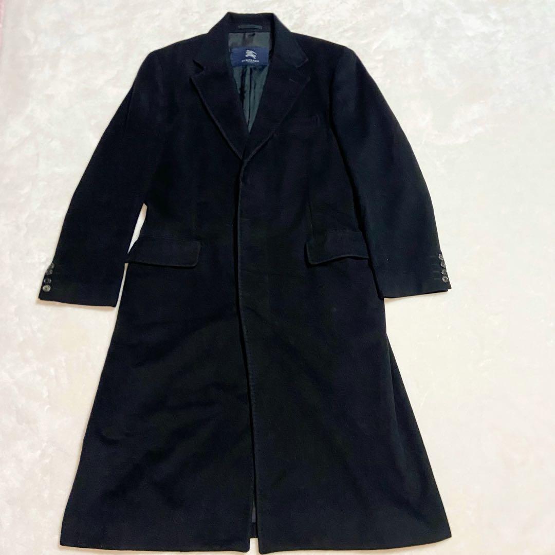 バーバリーロンドン チェスターコート ロング カシミヤ50アンゴラ50黒