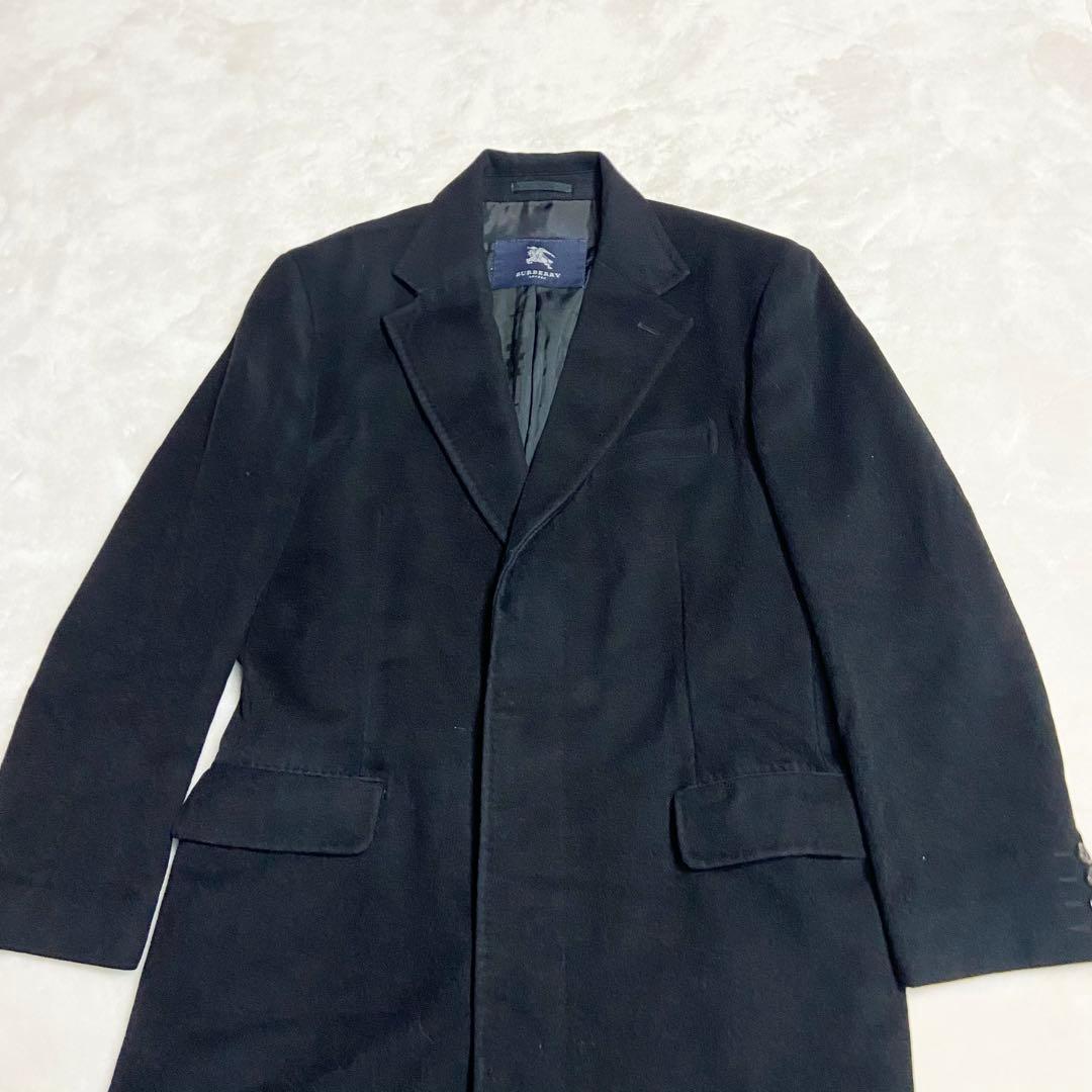 バーバリーロンドン チェスターコート ロング カシミヤ50アンゴラ50黒