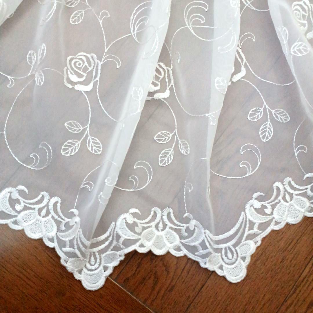 カフェカーテン【バラ刺繍トルコレース　スカラップ】ハンドメイド