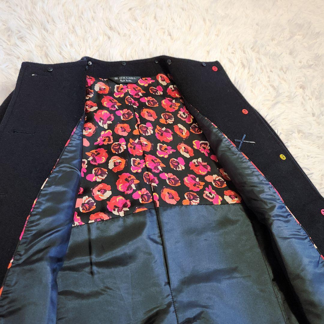 【美品】ポールスミス 2WAY 大きめ XL ウールコート 花柄 ブラック