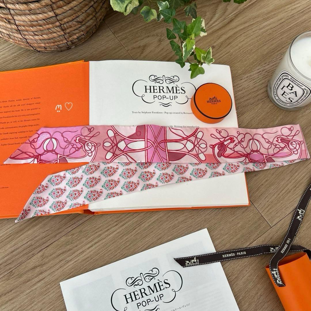 HERMES　エルメス　ツイリー　鞭ブロック　リボンシルクスカーフ　ホース　馬