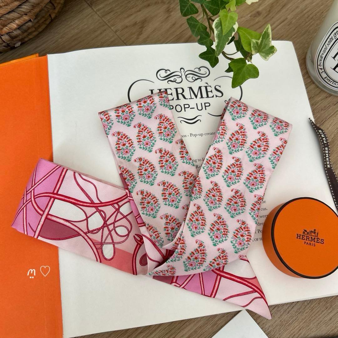 HERMES　エルメス　ツイリー　鞭ブロック　リボンシルクスカーフ　ホース　馬