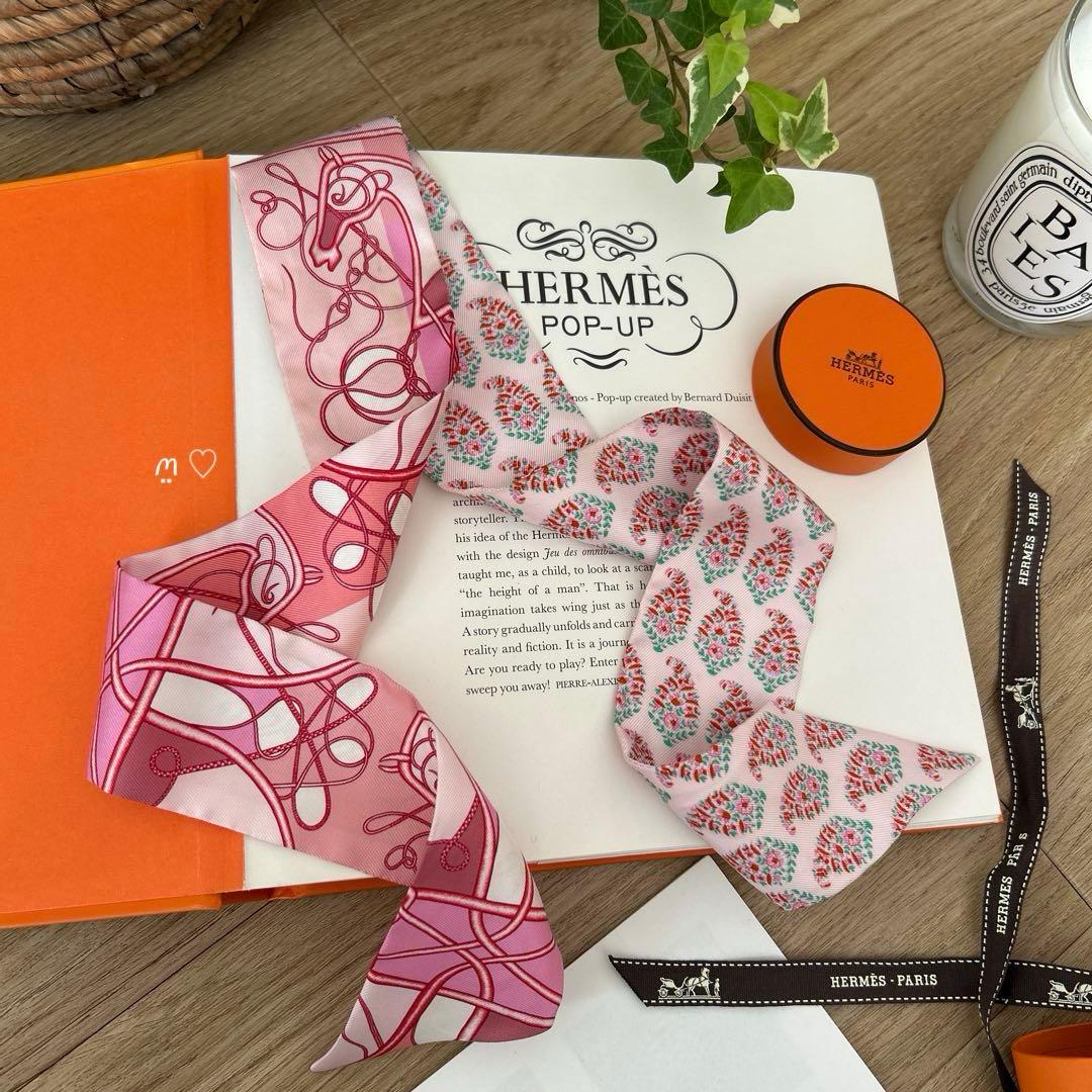 HERMES　エルメス　ツイリー　鞭ブロック　リボンシルクスカーフ　ホース　馬