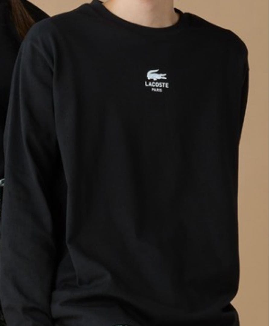 ラコステ　オーバーサイズ PARISロゴヘビーウェイト ロンT ブラックL 新品