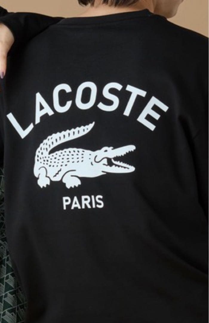ラコステ　オーバーサイズ PARISロゴヘビーウェイト ロンT ブラックL 新品