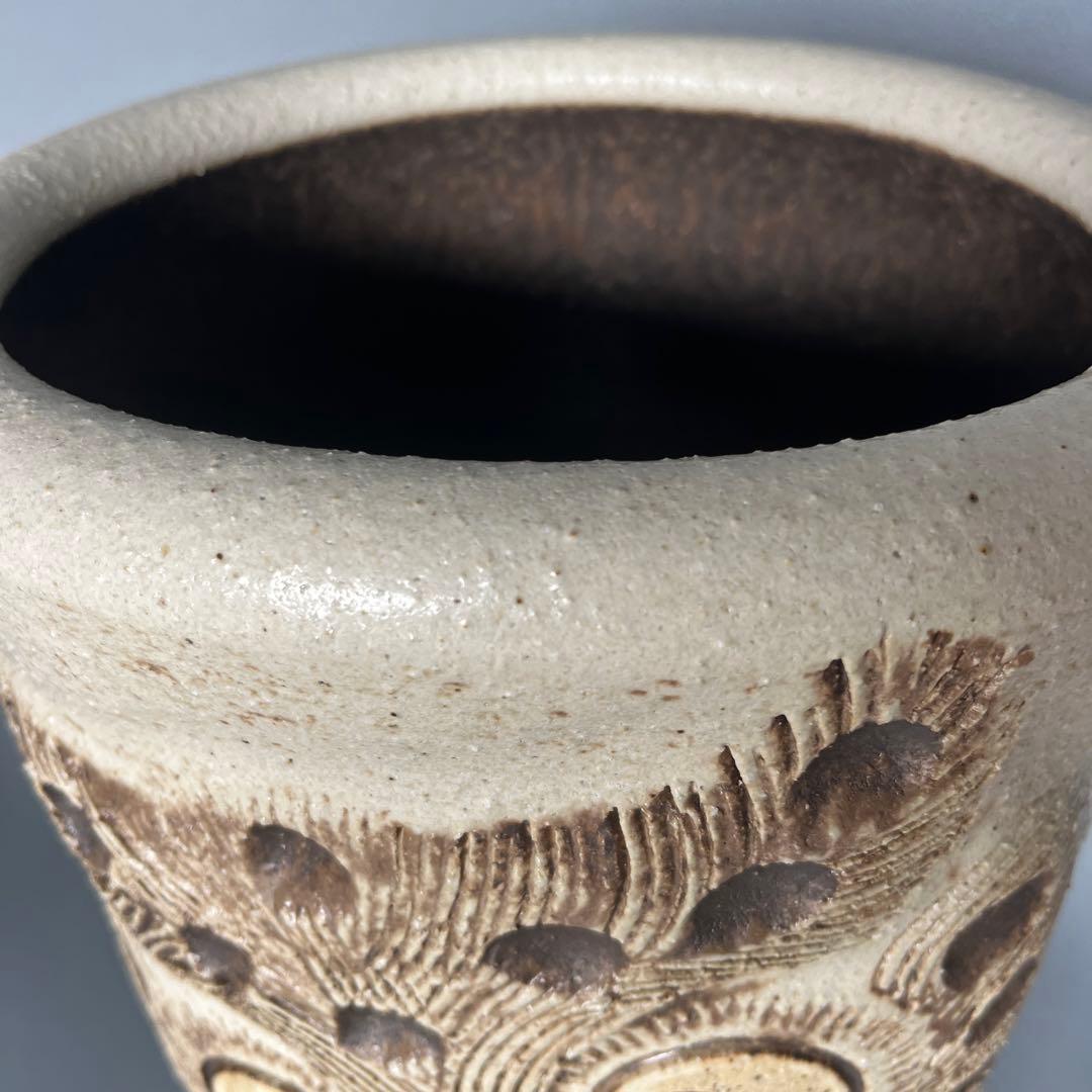 信楽焼傘立て  ふくろう彫 高さ４7cm