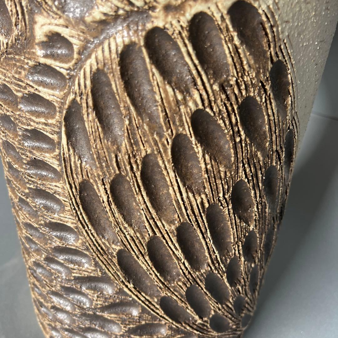 信楽焼傘立て  ふくろう彫 高さ４7cm