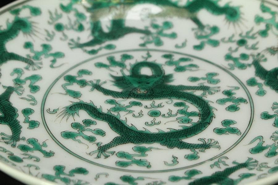 中国美術 龍紋 皿 φ20.3cm 雍正年製 款 希少 HA236