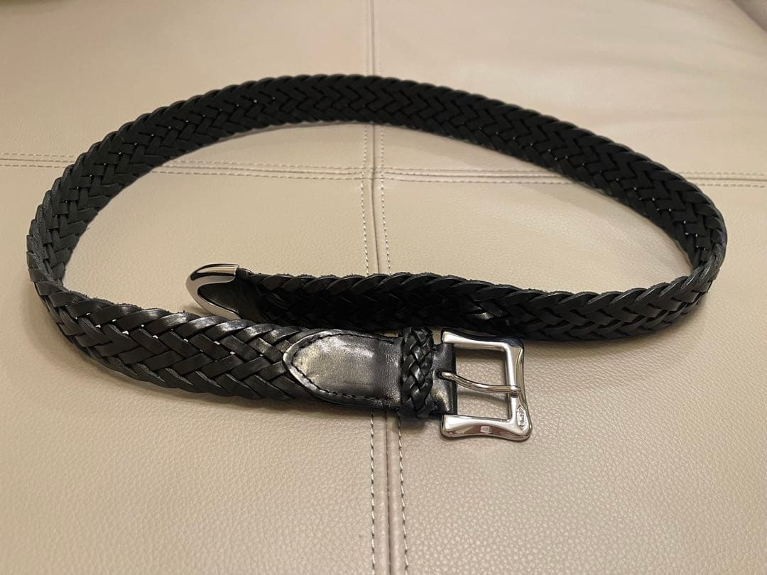 J &M DAVIDSON編み込みデザイン ブラック ベルト 32/80