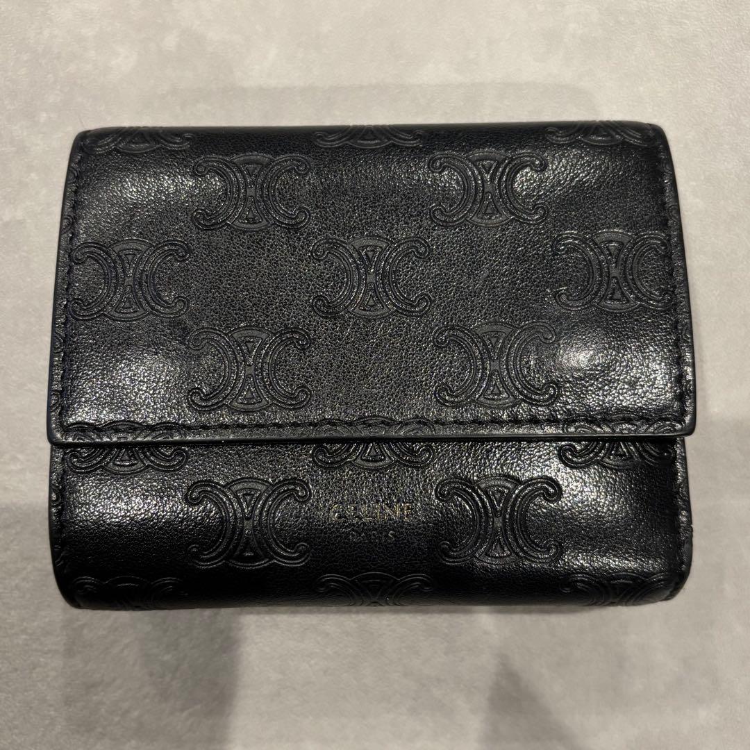 CELINE スモール　トリフォールドウォレット ブラック