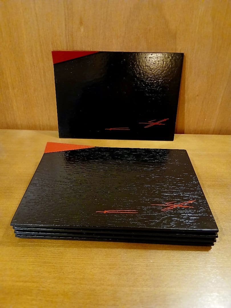 未使用　木製漆器　天ぷら皿　5客セット　天然木