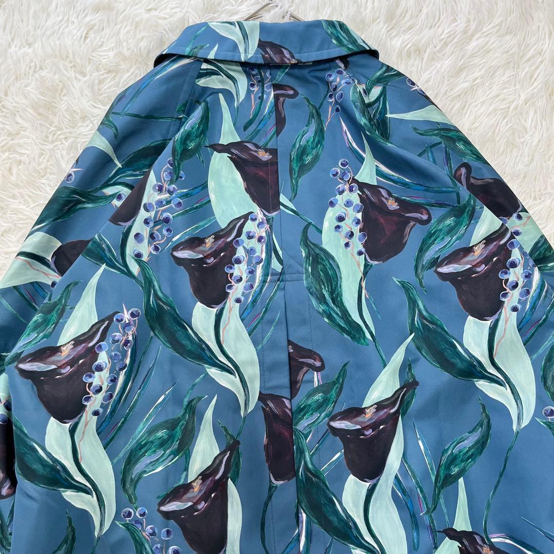 美品✨レインメーカー　バルカラーコート　植物柄　総柄　2022年製　FREE