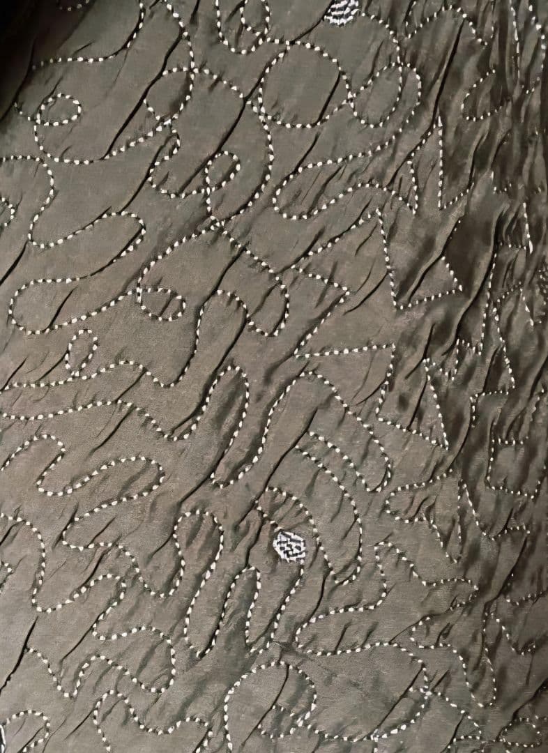 ヨーガンレール 総刺繍 シルク 中綿 リバーシブル ロング ガウン コート