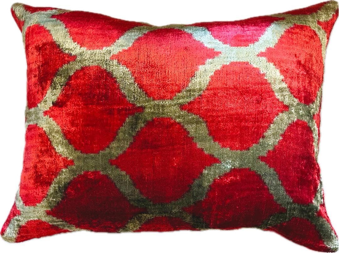 【新品未使用】ウズベキスタン アトラス ベルベット・イカットクッションカバー