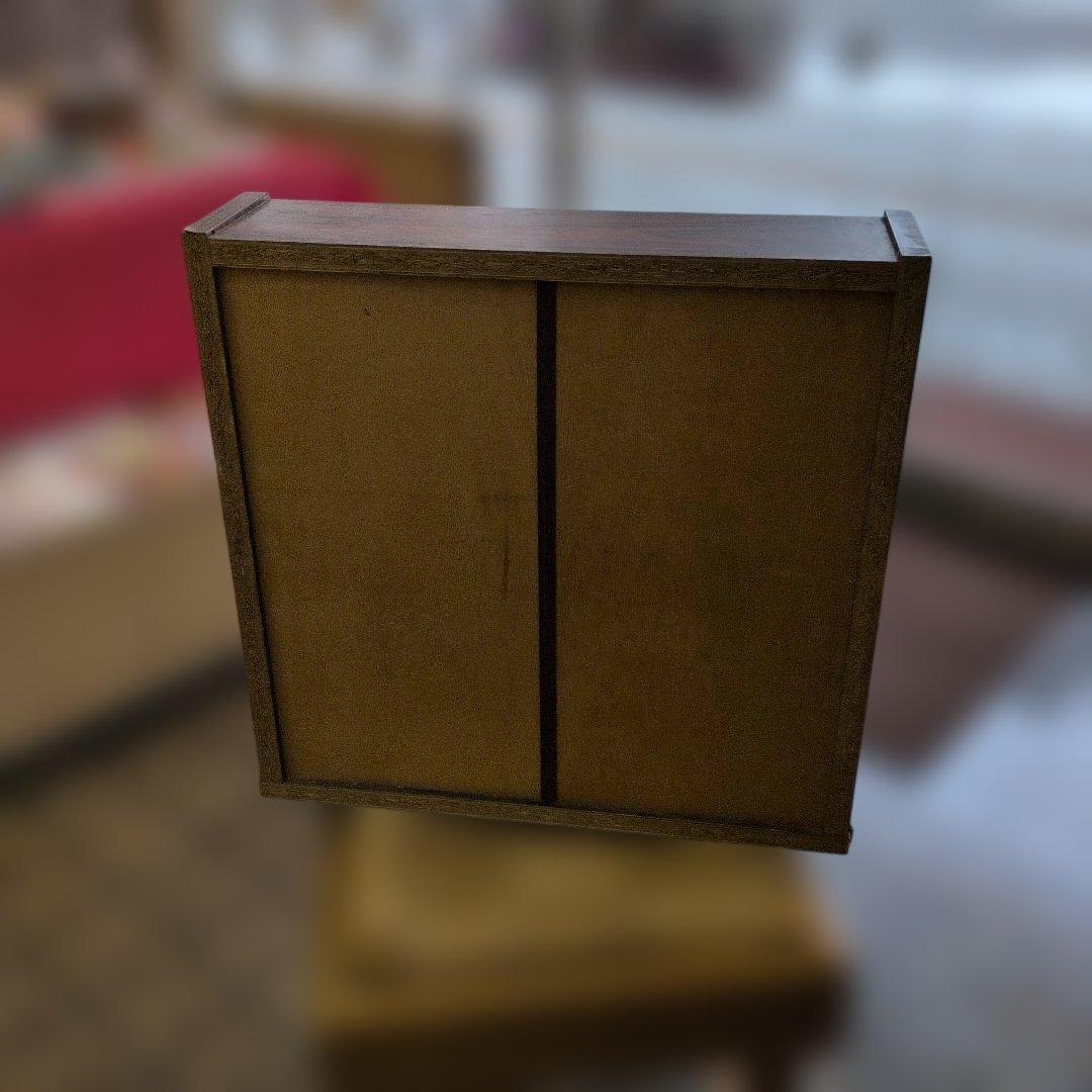 【レトロ】木製　ガラスショーケース 2段 引き戸 コレクションケース