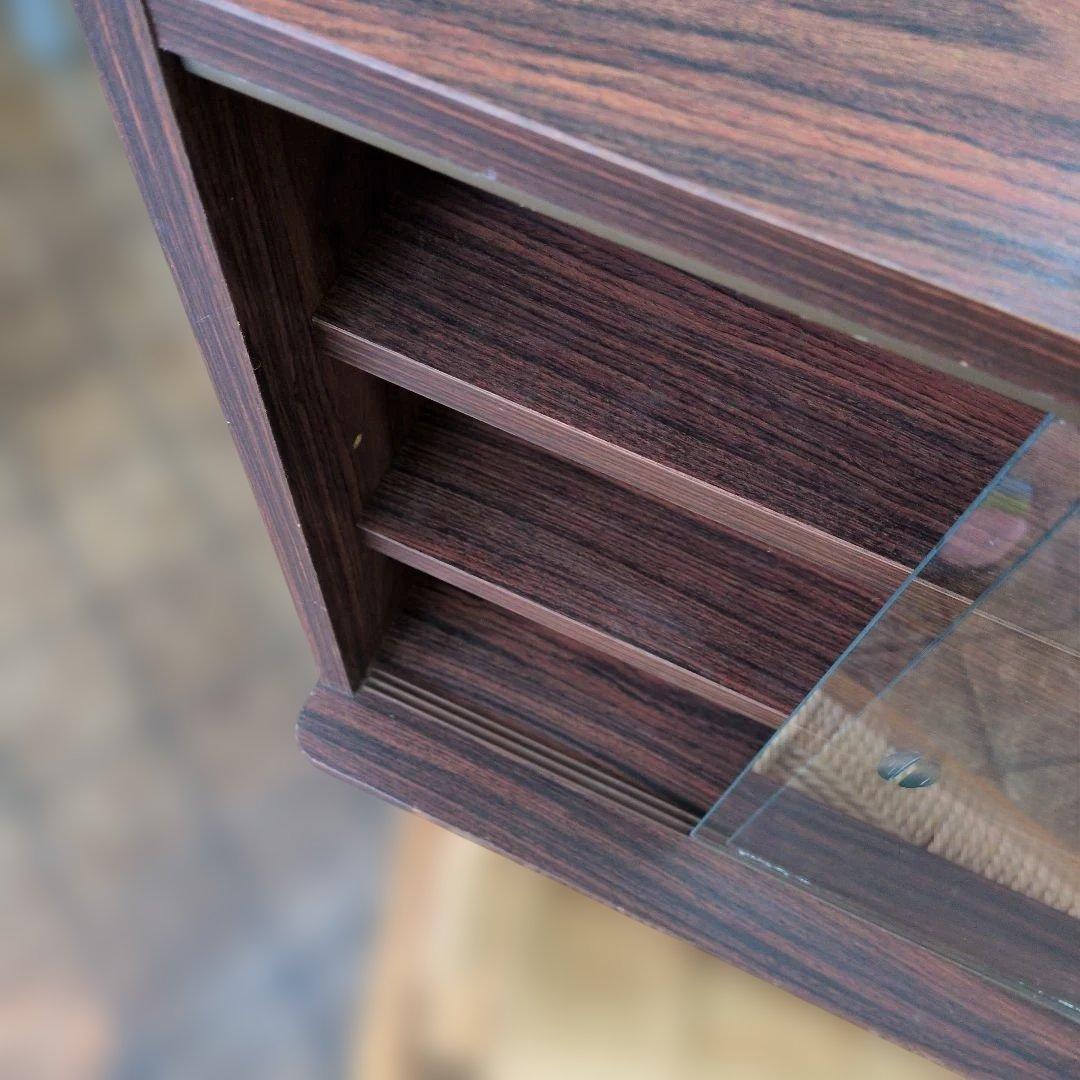 【レトロ】木製　ガラスショーケース 2段 引き戸 コレクションケース