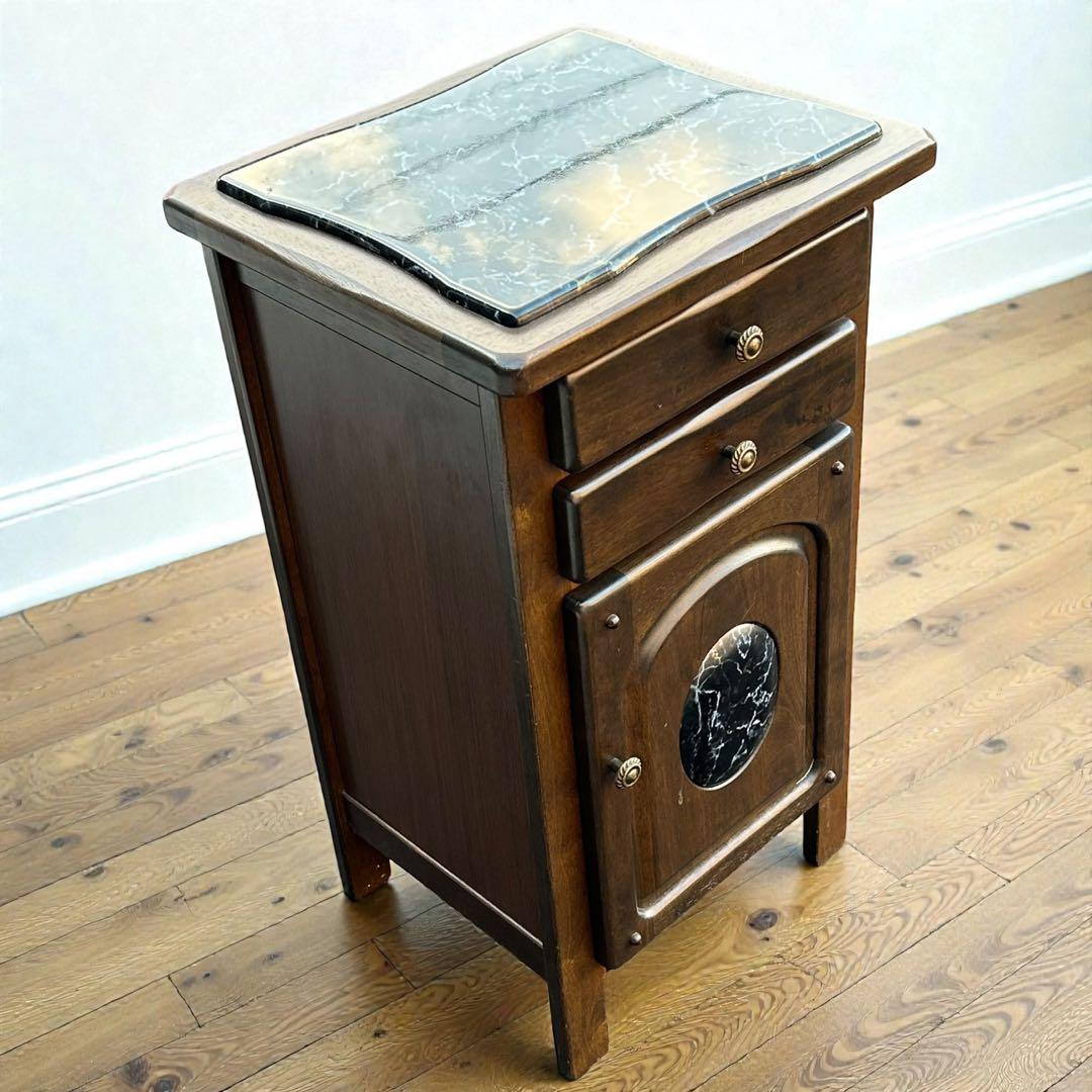 稀少❣️ヴィンテージ品✨カリモク 大理石天板 電話台 当時物 キャビネット 収納