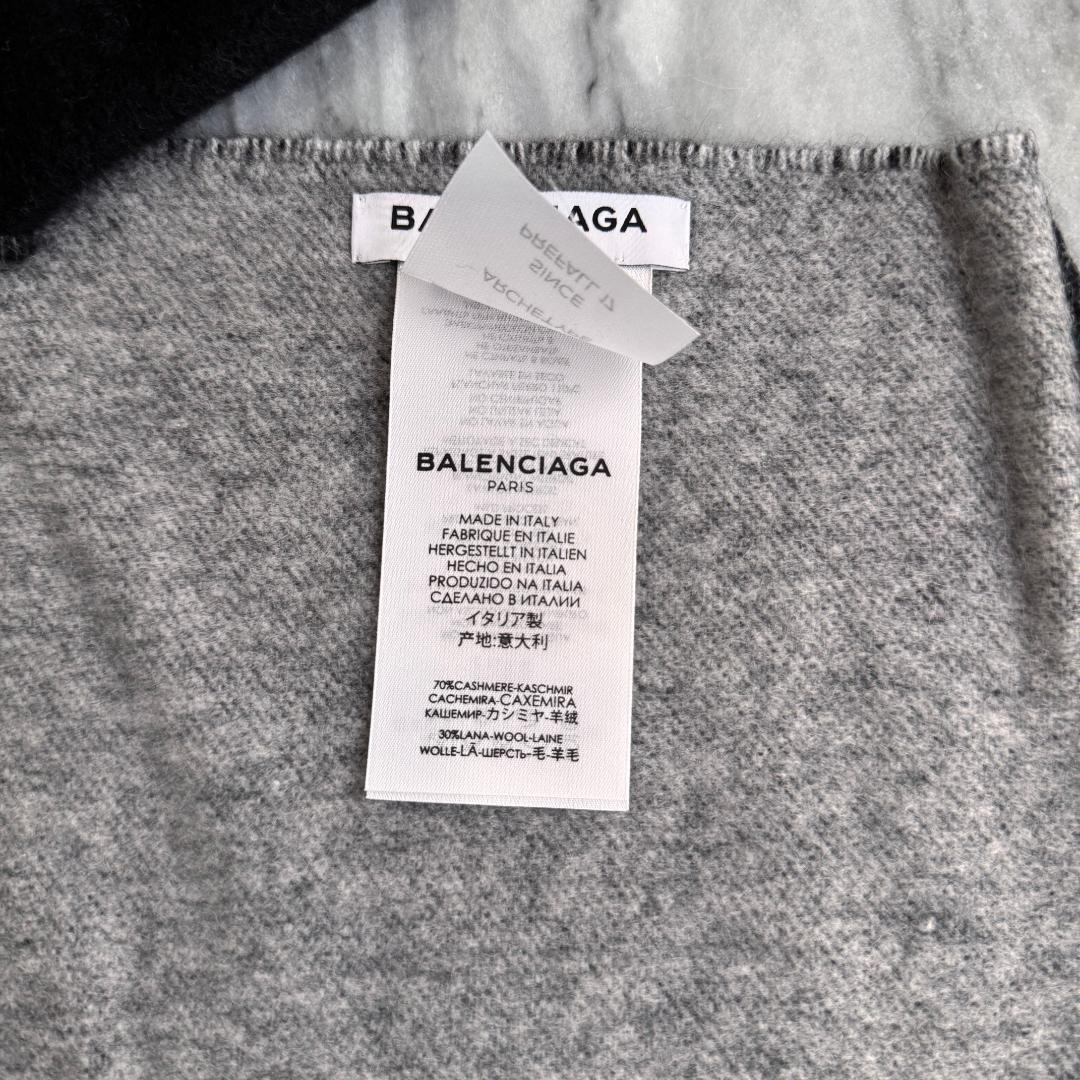 BALENCIAGA　バレンシアガ カシミヤマフラー リバーシブル ロゴ グレー