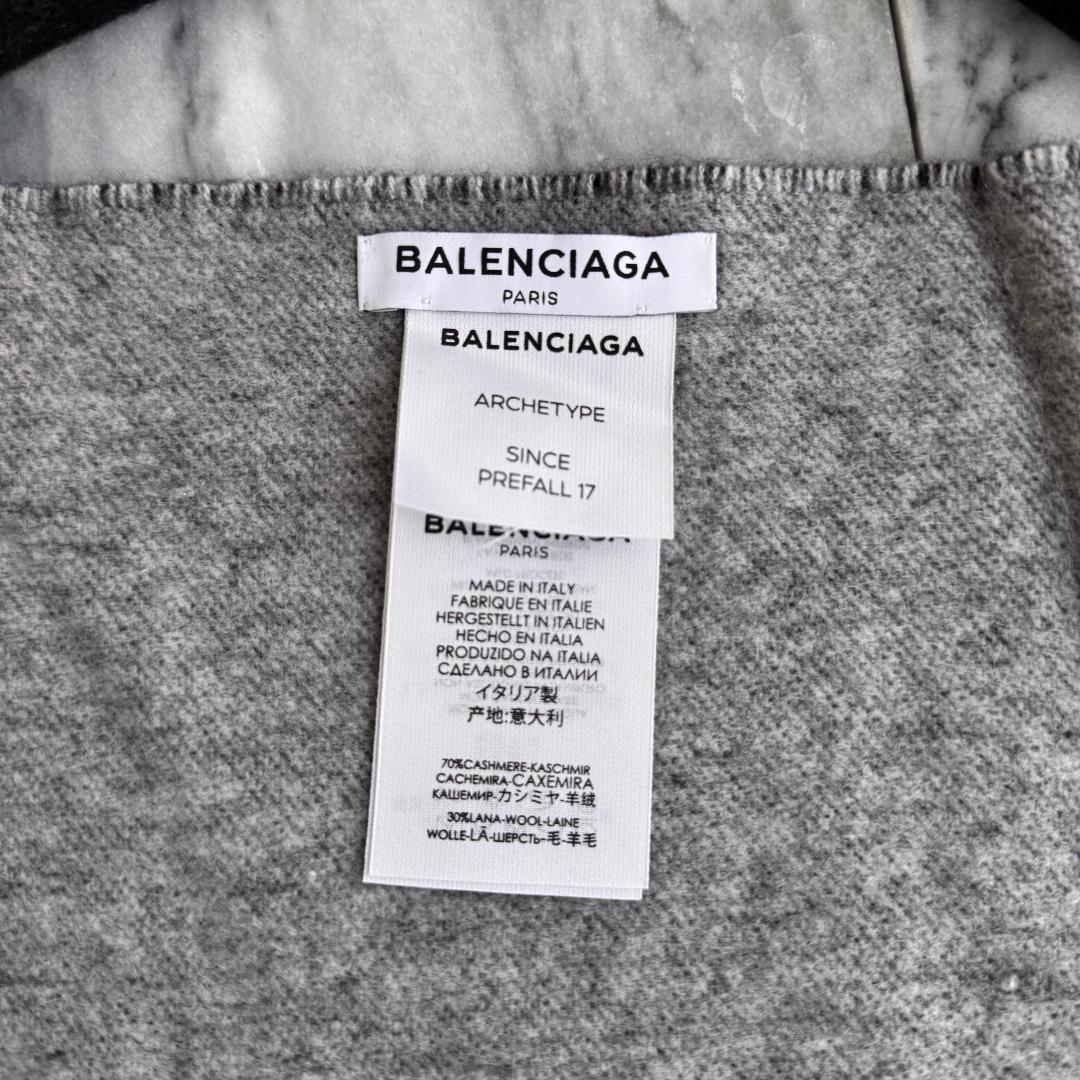 BALENCIAGA　バレンシアガ カシミヤマフラー リバーシブル ロゴ グレー