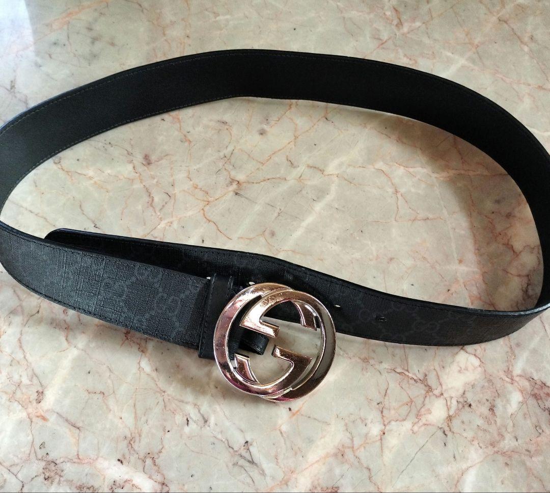 Gucci ブラック　ベルト　 ダブルGロゴ