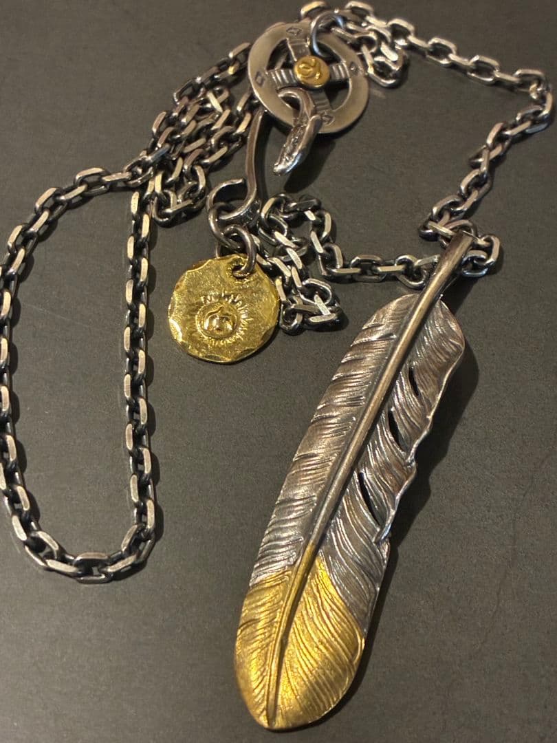 ゴローズ　現行 先金特大フェザー左向き全金太陽大イーグルフック細角チェーンセット