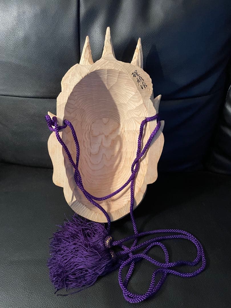 伐折羅大将　手彫り　とても立派な木彫りのお面　名入り