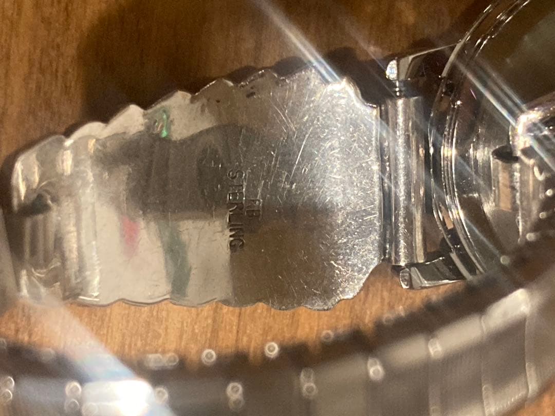 ナバホ族RB作オニキスシルバー腕時計　スヌーピー腕時計　インディアンジュエリー