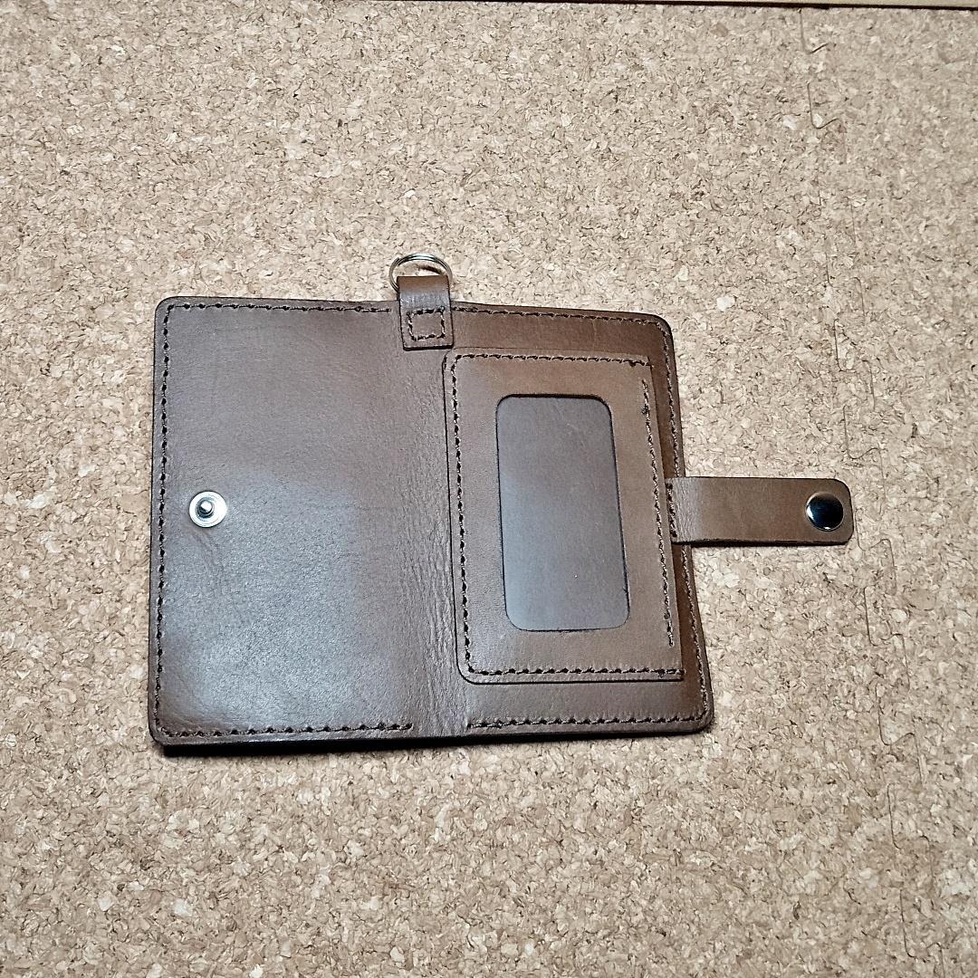 財布型パスケース カードケース ミニ財布 ヘルプマークケース ヌメ革 ブラウン