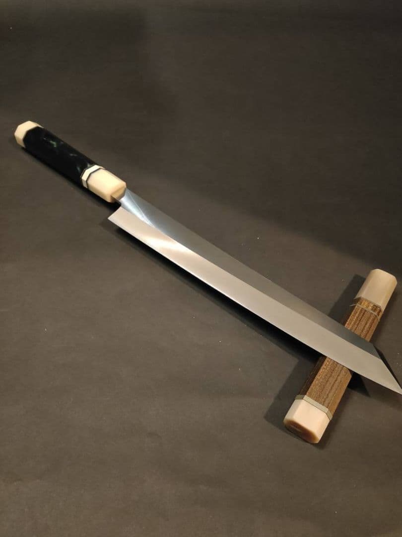 ステン本焼V金10号切付包丁270mmモダンビジュアル八角柄緑