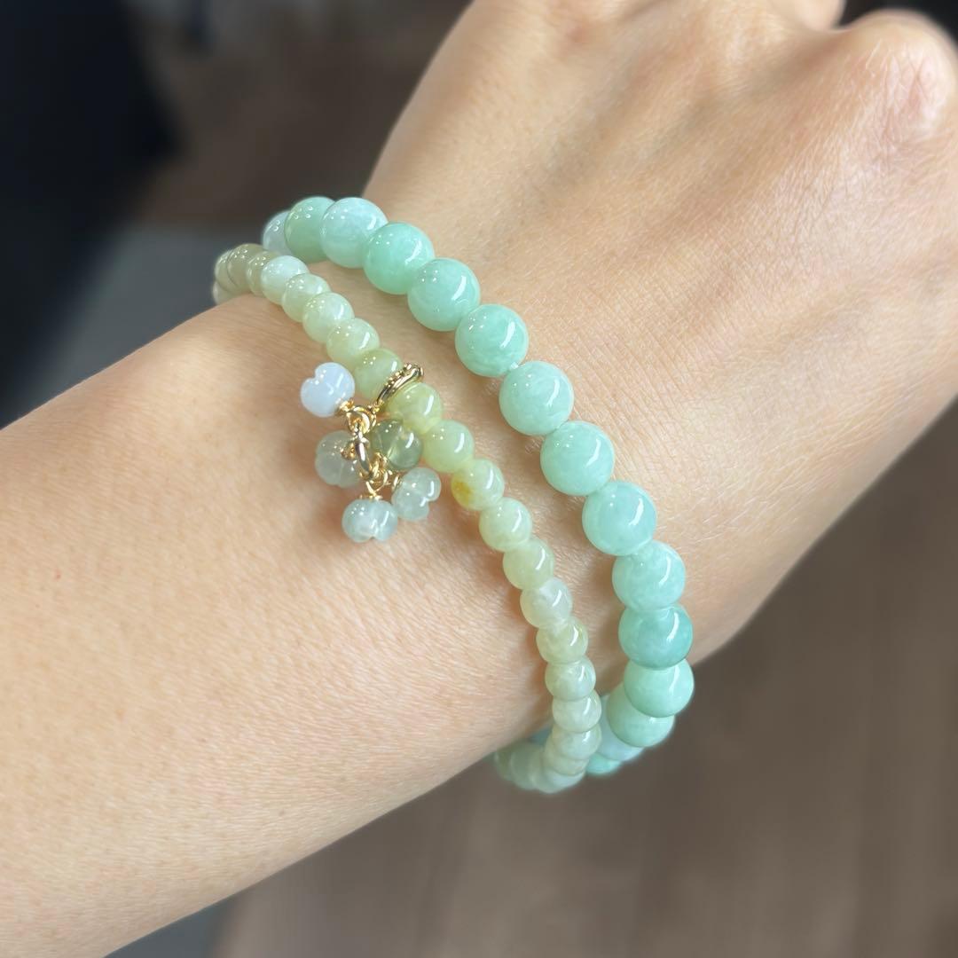 値下げ　ミャンマー産 天然本翡翠　A貨　氷種 黄翡翠　4.9mm ブレスレット