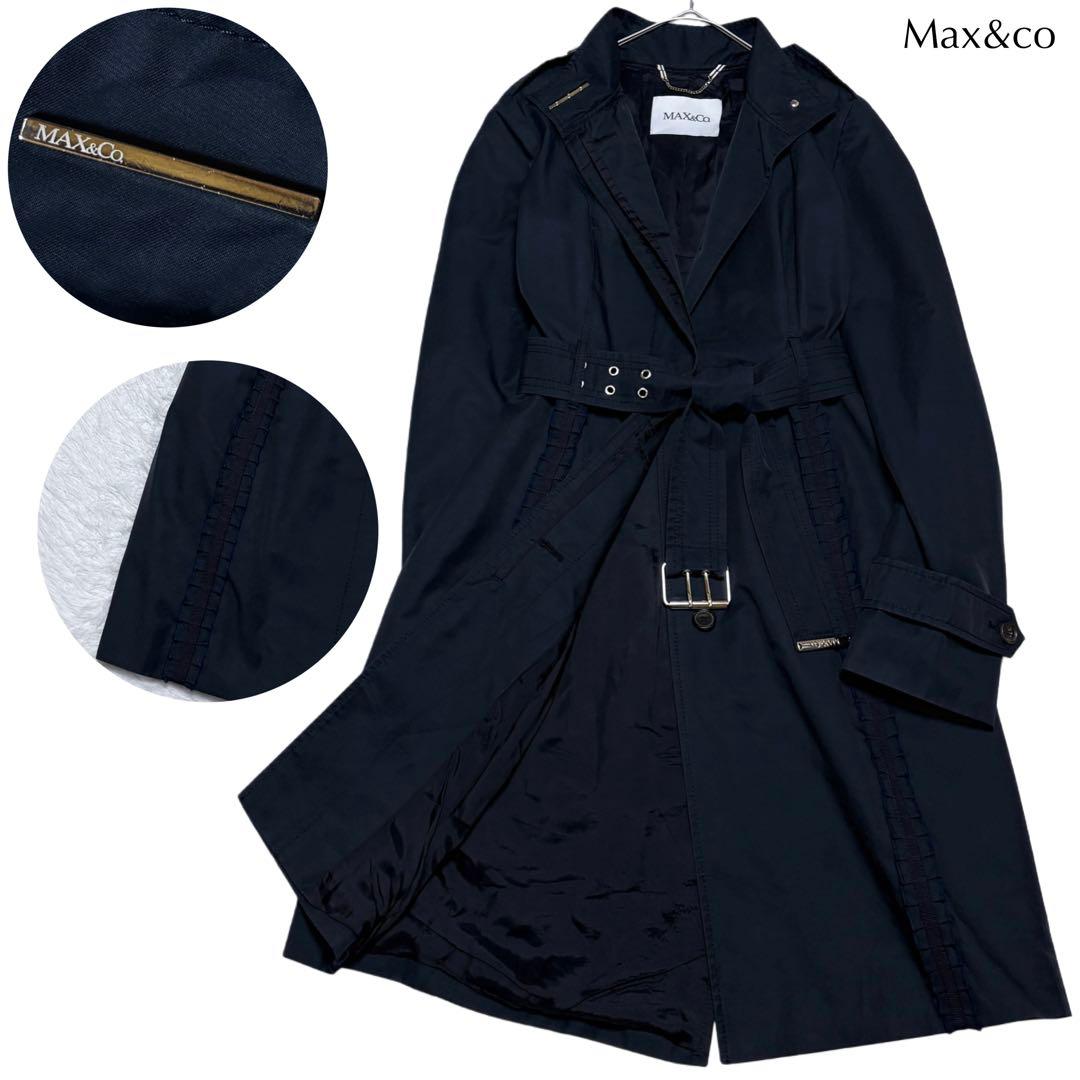 希少 マックスマーラ Max&co フリル 比翼 スプリング コート ロゴ 金具