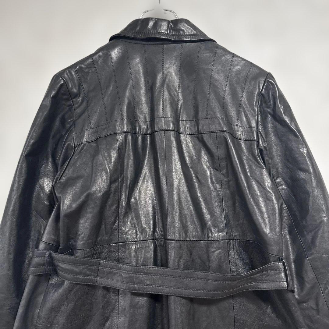 ヴィンテージ リアルレザー ロングコート 牛革 XL ライナー付 90s 80年