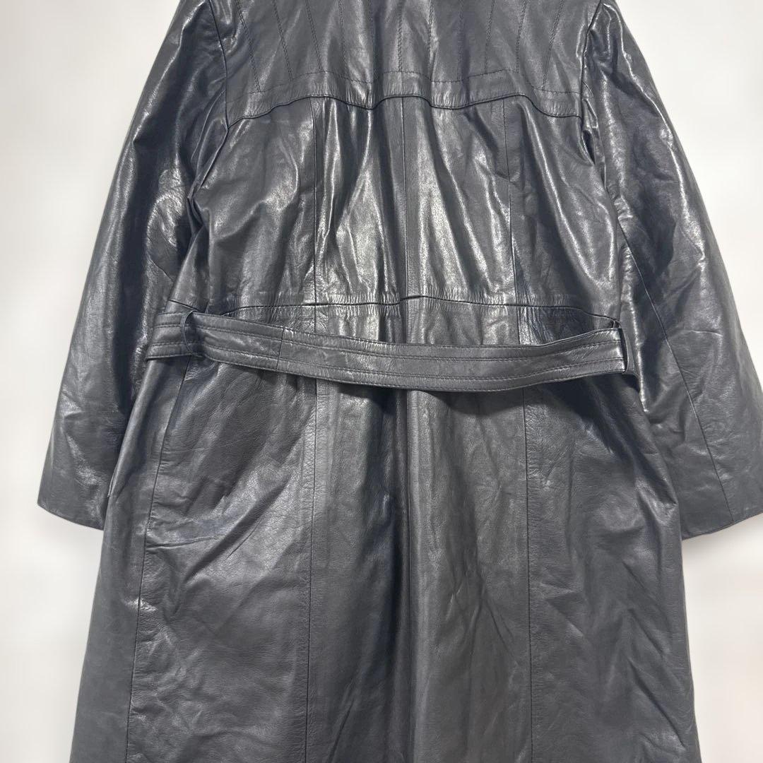 ヴィンテージ リアルレザー ロングコート 牛革 XL ライナー付 90s 80年