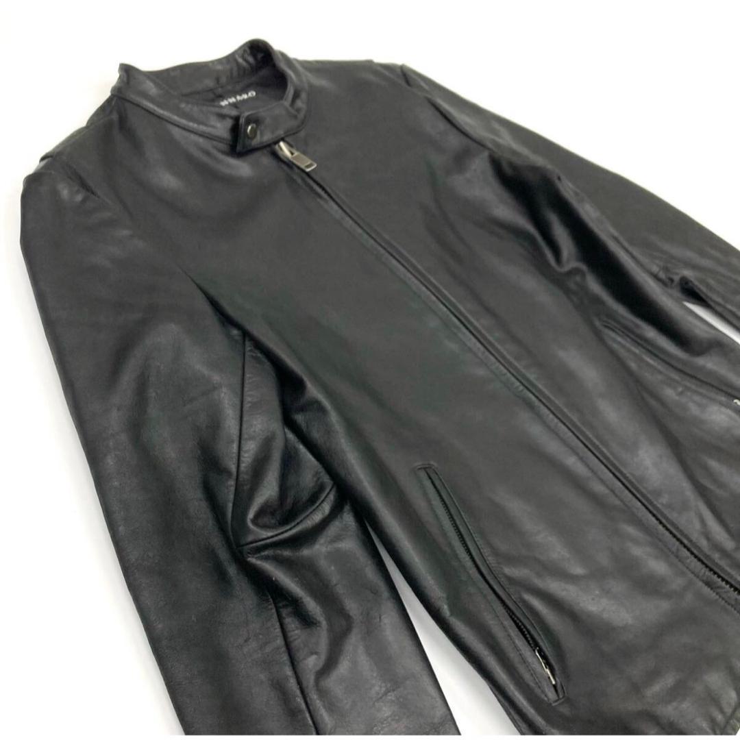 ジェンナロ レザー シングルライダース 牛革 ダブルジップ L ブラック