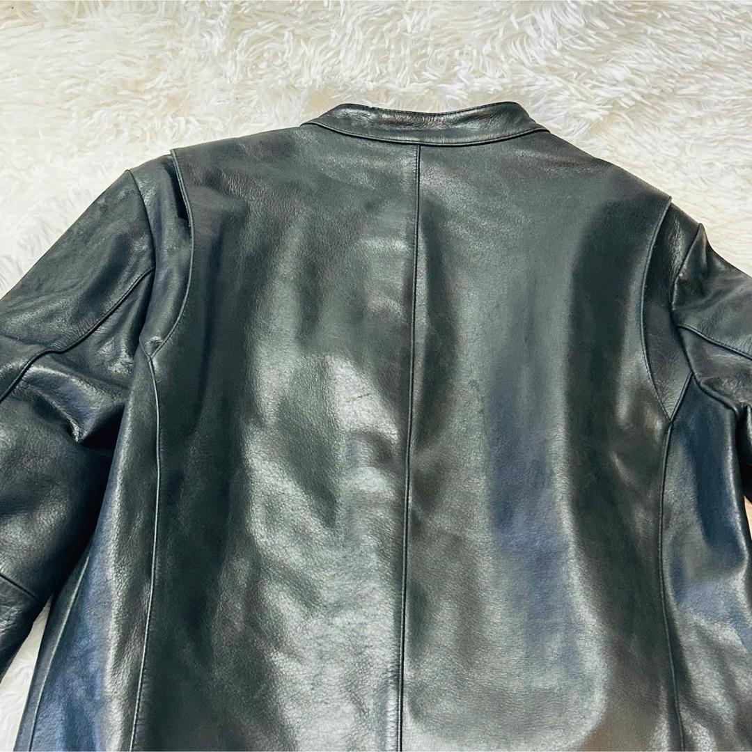 ジェンナロ レザー シングルライダース 牛革 ダブルジップ L ブラック