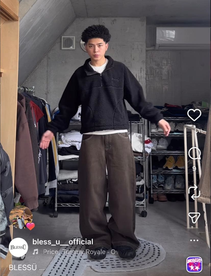 blessu wrinkle crack baggy denim Mサイズ