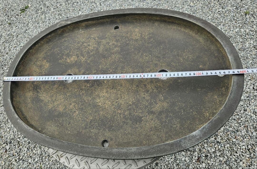 緑泥楕円皿鉢/千秋造/落款/寄せ植え/盆栽/大型/楕円鉢