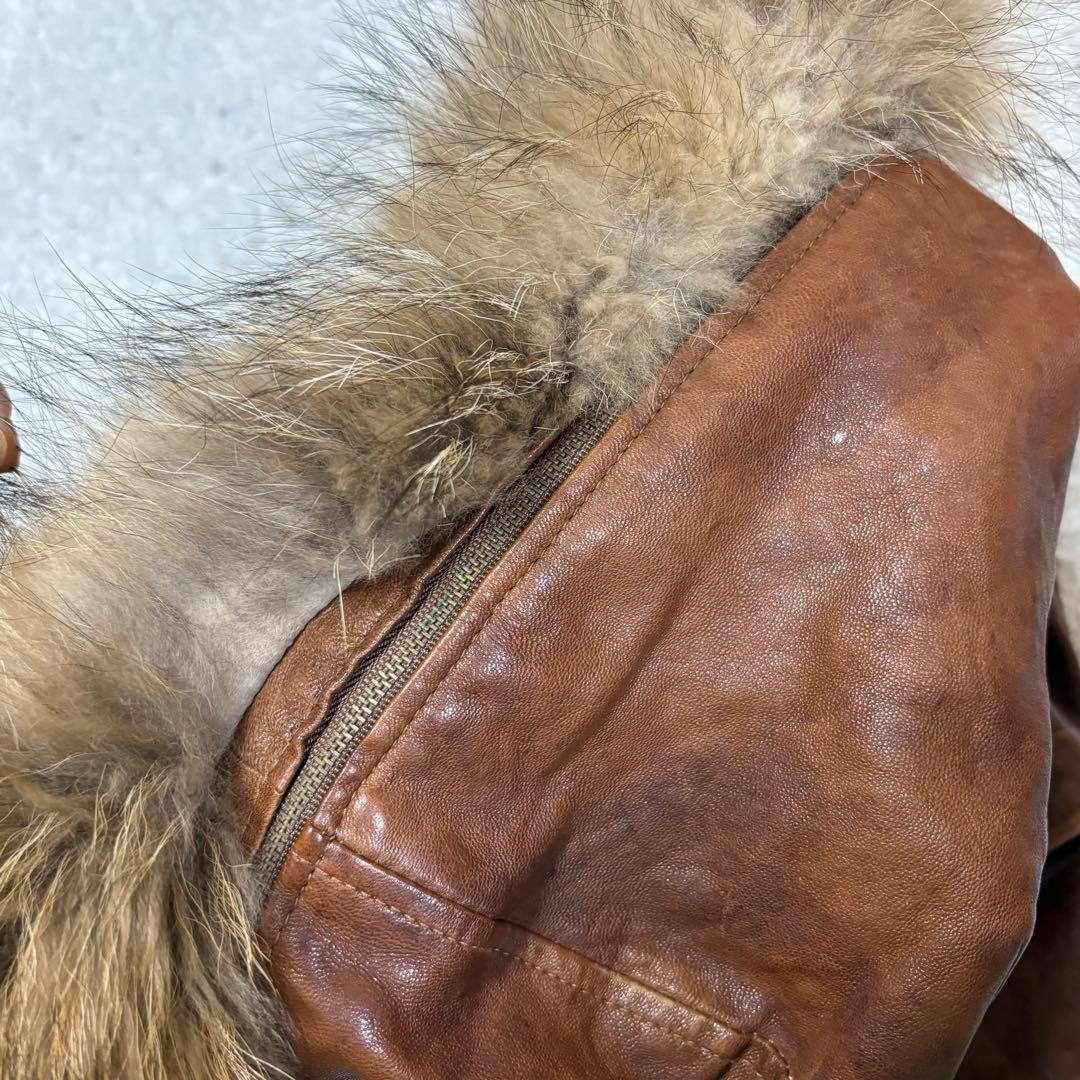 GOA Leather jacket 00's y2k ラクーンファー