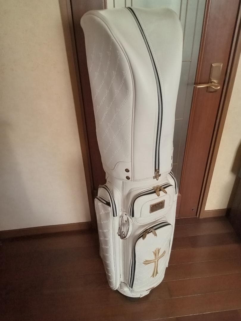 ★値下げ★CRAZY★キャディバッグ★9インチ★モノグラム型押しロゴ★白★