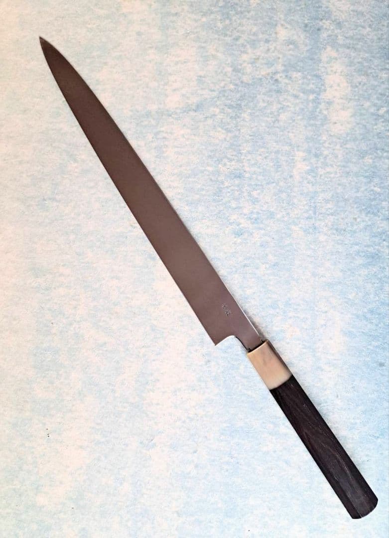 [未使用]　柳刃包丁　高鳳水本焼　富士波平鏡面　白変わり水牛黒檀八角柄　尺一
