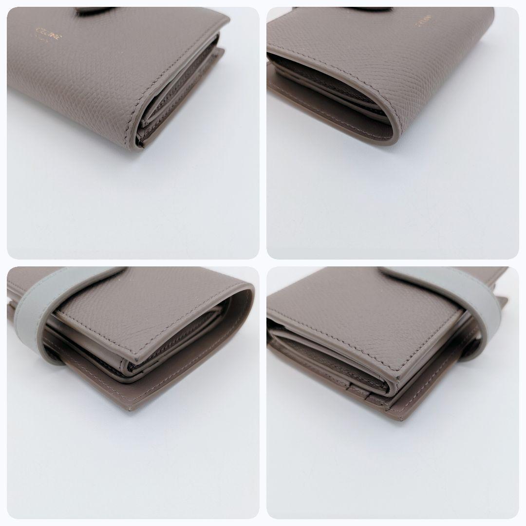 CELINE セリーヌ ミディアムストラップウォレット グレージュ 二つ折り財布